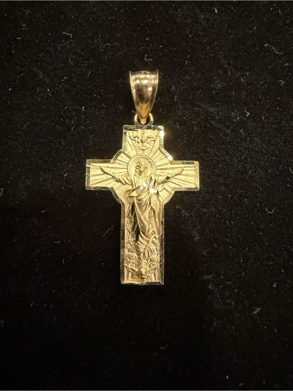 Diamond Cut Cross Pendant in 14k Yellow Gold